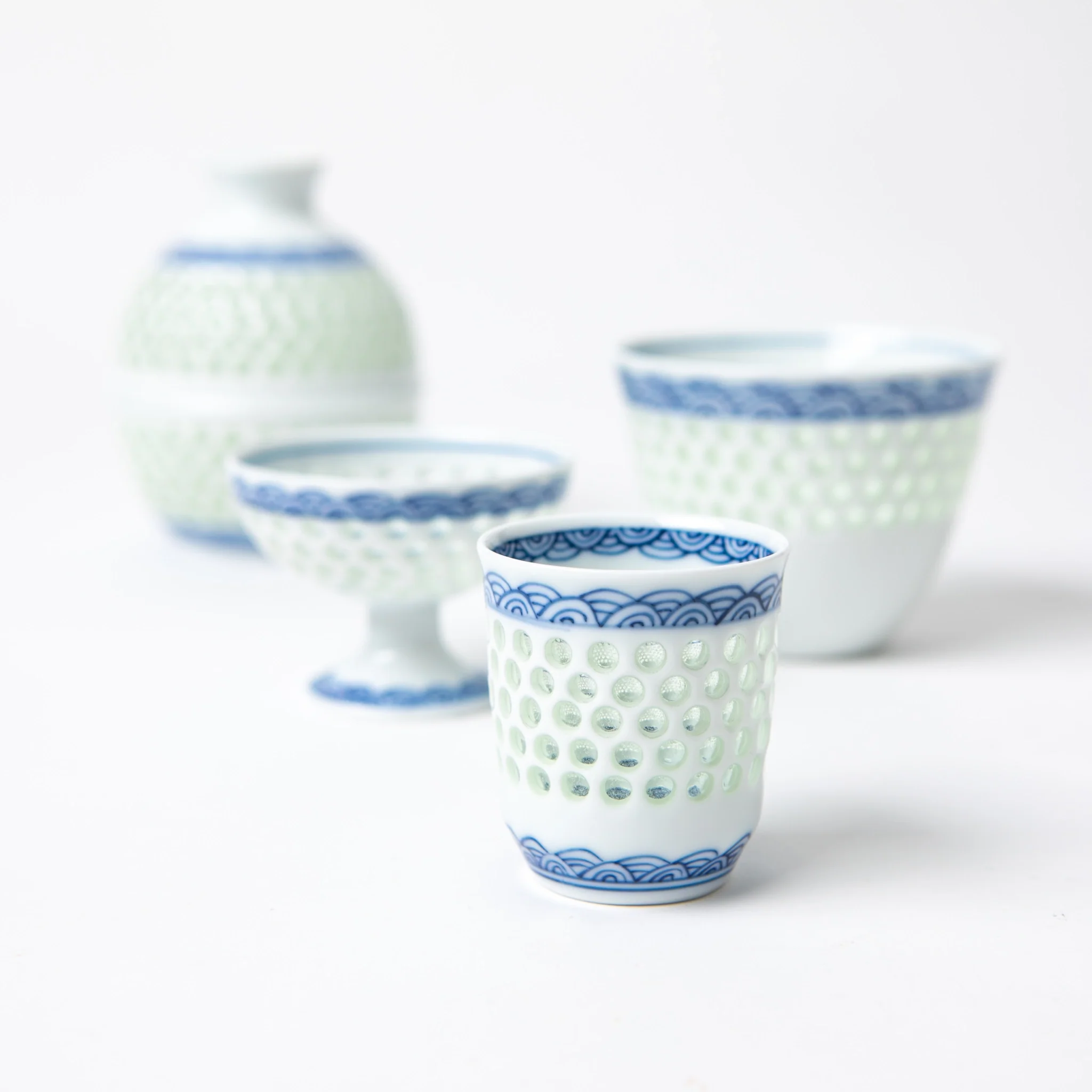 Hasami Ware Crystal Blue Wave Crest Sake Cup - Image 4