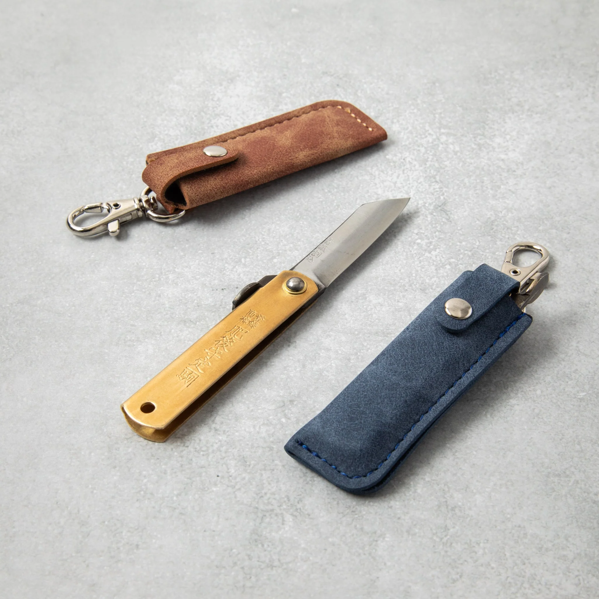 Higonokami Aogami Steel Clad Pocket Sized Folding Knife with Brown Sheath Case - Image 6