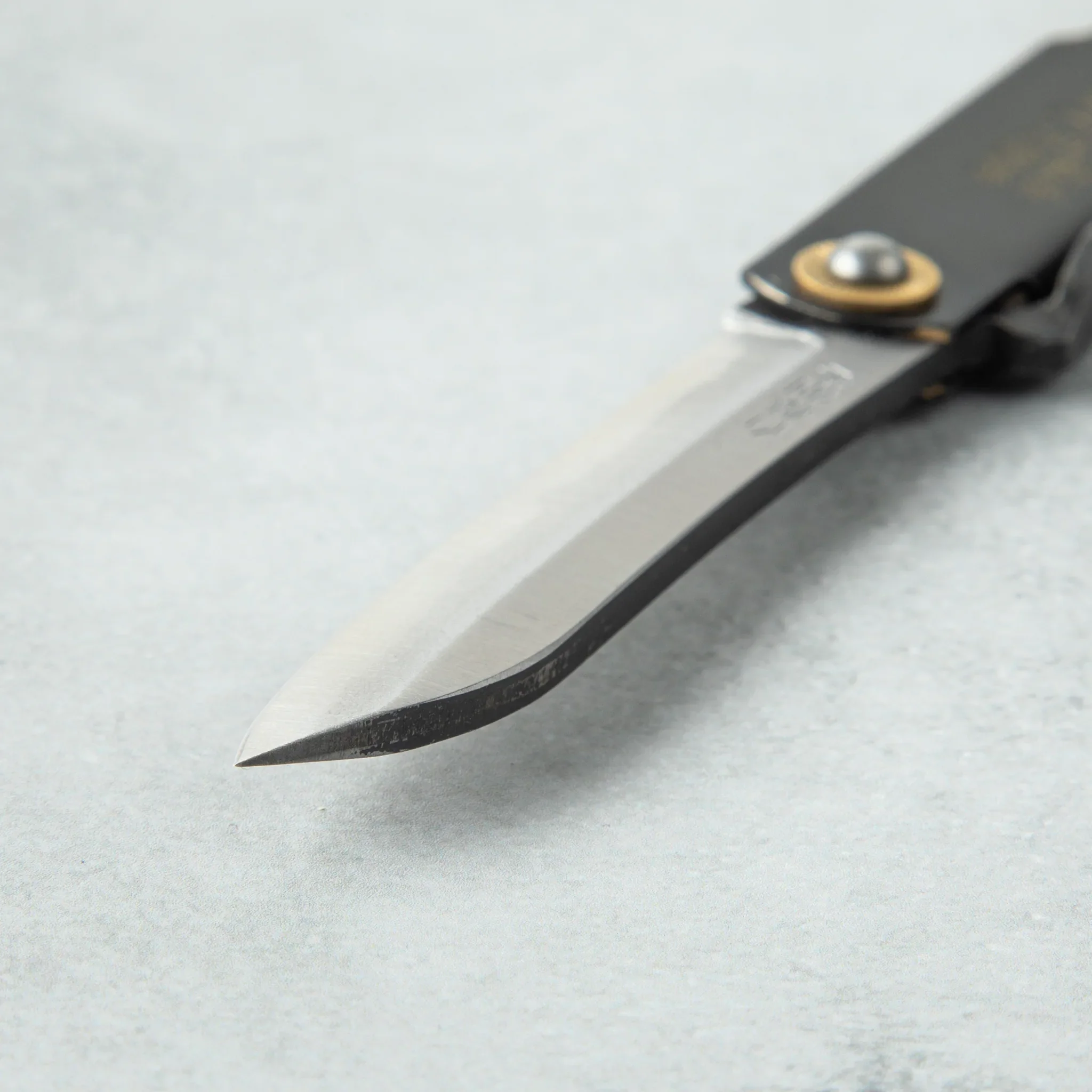 Higonokami White Steel Clad Bamboo Leef Shape Black Folding Knife - Image 4