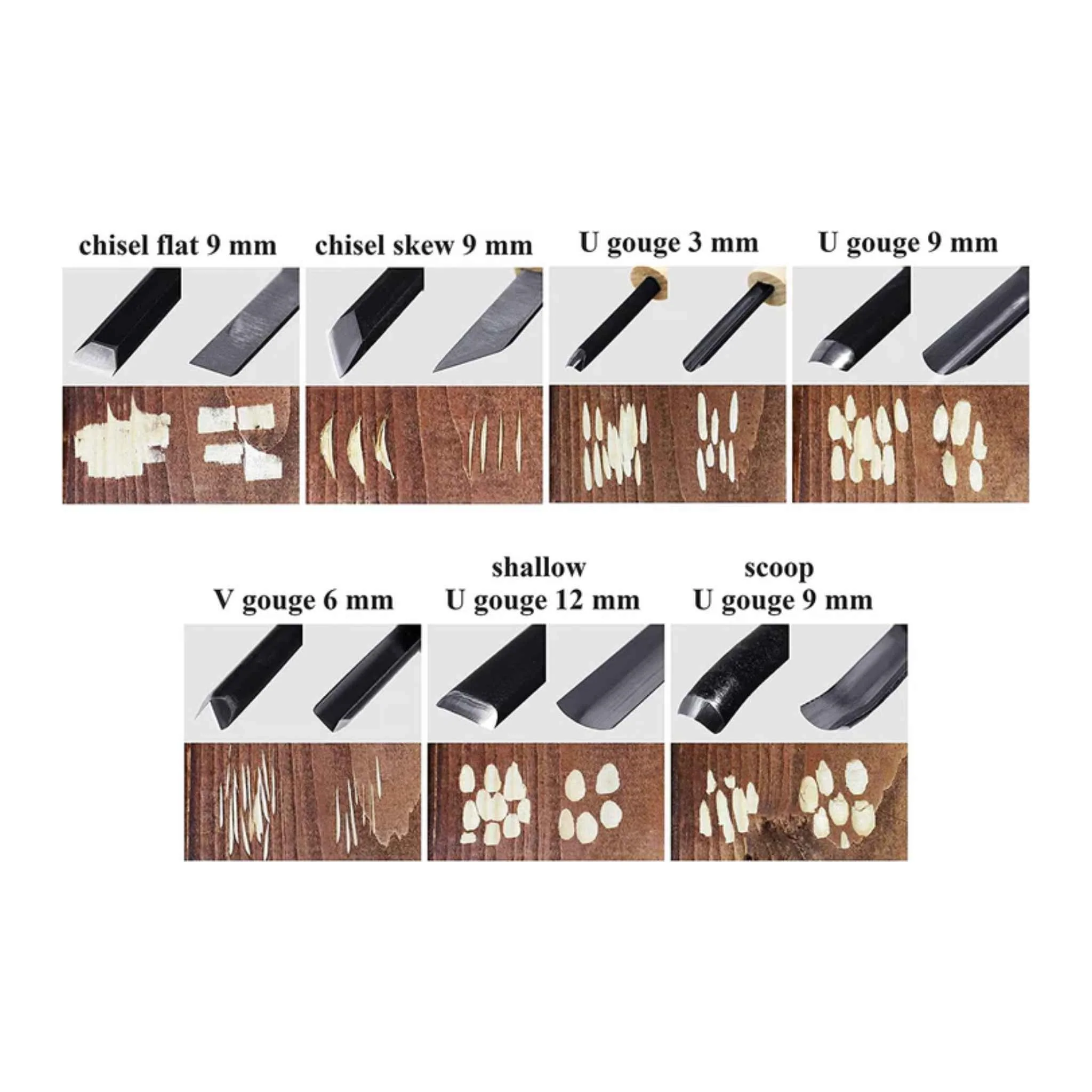 Kakuri Aogami Steel Wood Carving Knife Set (7pcs) - Image 5
