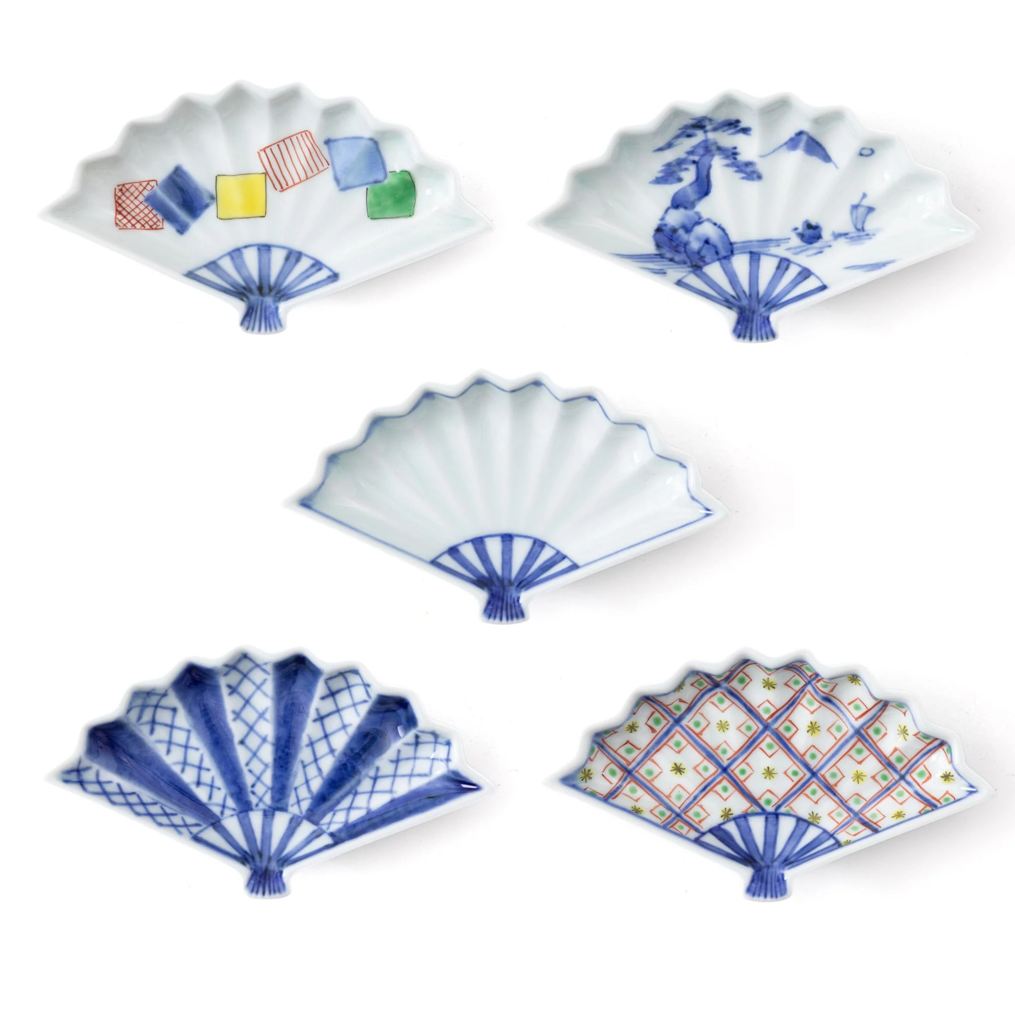 Keizan Kiln Arita Sarasa Fan-Shaped Sauce Dish - Image 4