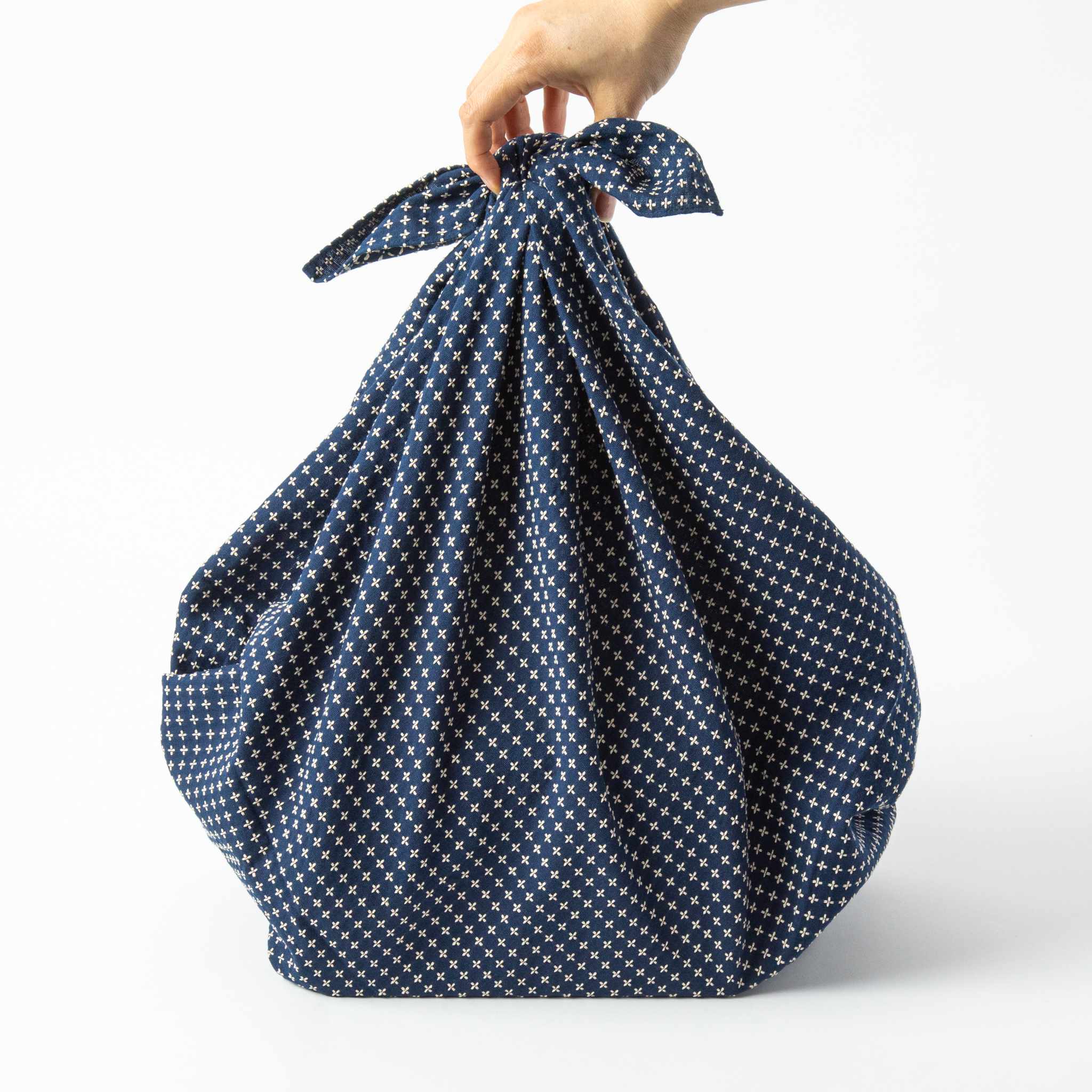 Navy Blue Sashiko Organic Cotton Furoshiki Wrapping Cloth - Image 2