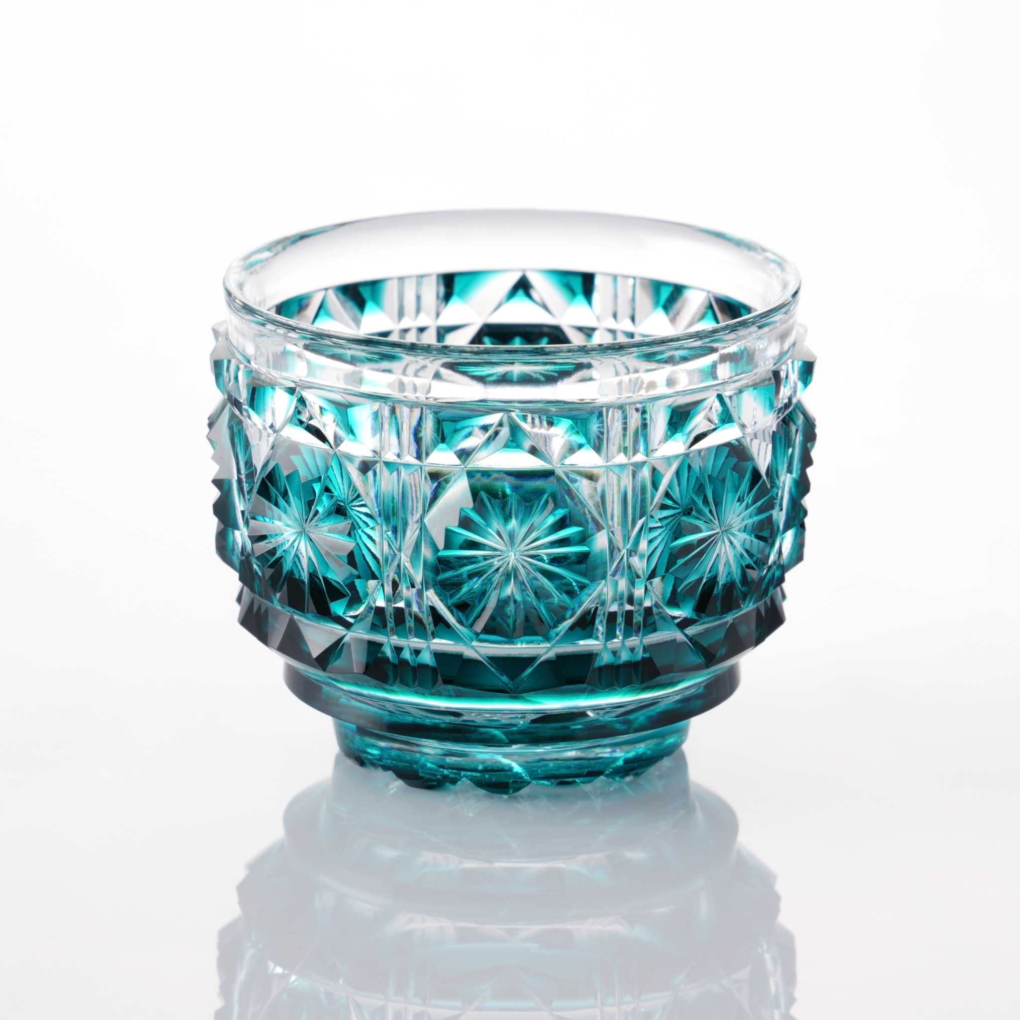 Satsuma Kiriko Large Sake Cup Green