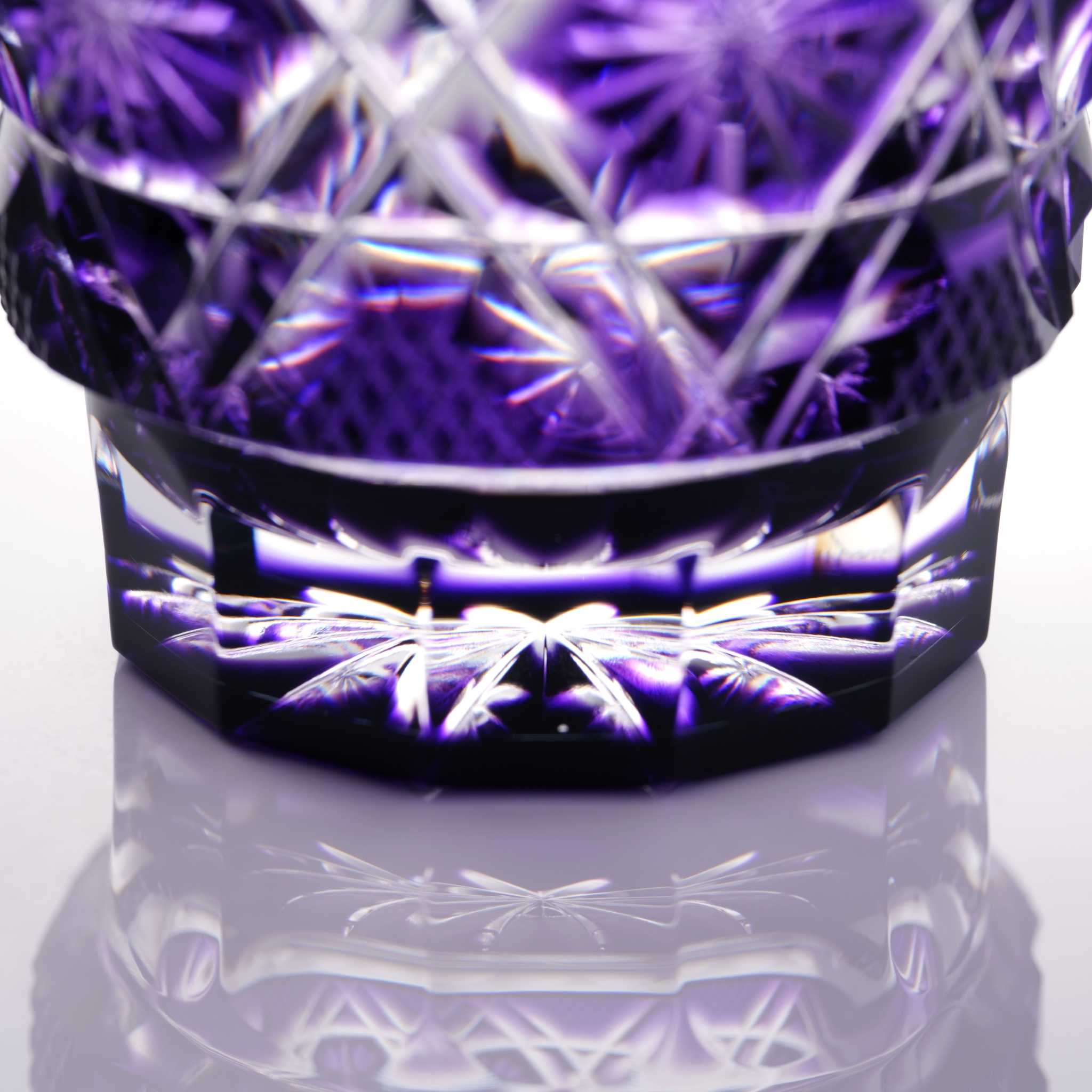Satsuma Kiriko Sake Glass Shimadzu Purple - Image 3