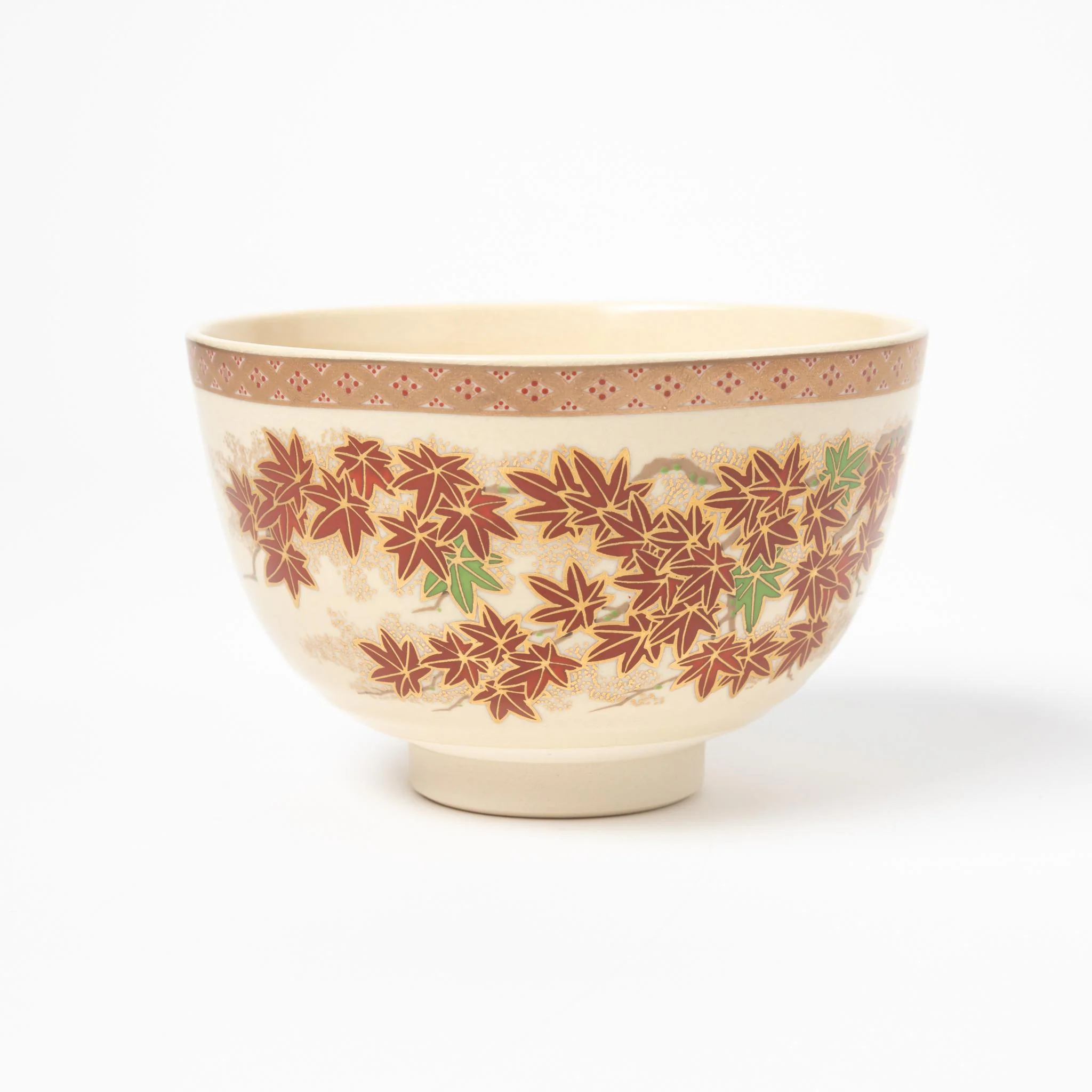 Satsuma Matcha Bowl Red Mapleleaf by Eiko Miyaji